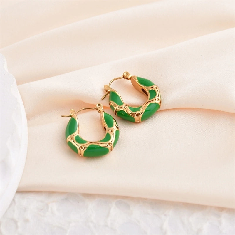 1 Pair Retro Classic Style Circle 304 Stainless Steel 18K Gold Plated Earrings