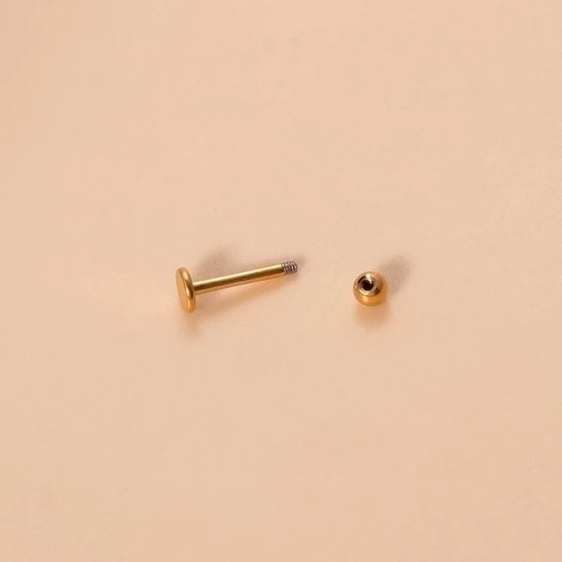 Classic Style Ball Pure Titanium Plating 18k Gold Plated Lip Stud Eyebrow Nails Ear Studs