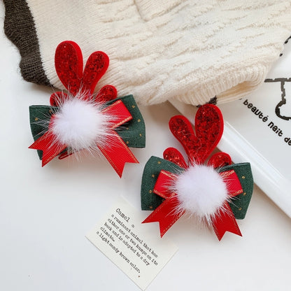 Christmas Cute Women's Christmas Tree Santa Claus Snowman Sequins Plush Hair Clip