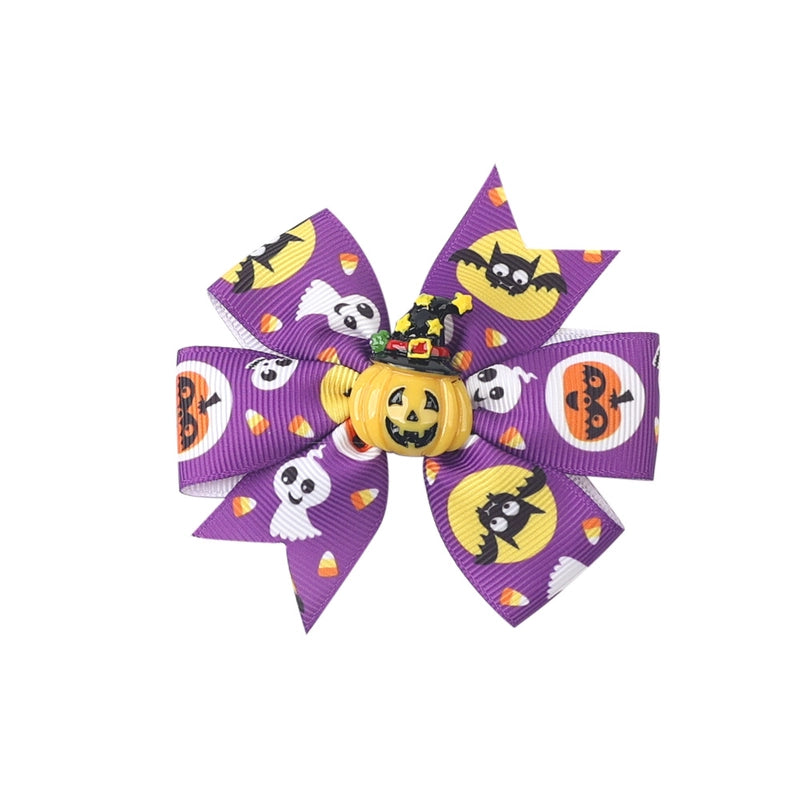 Halloween Funny Halloween Pattern Rib Ribbon Party Hairpin