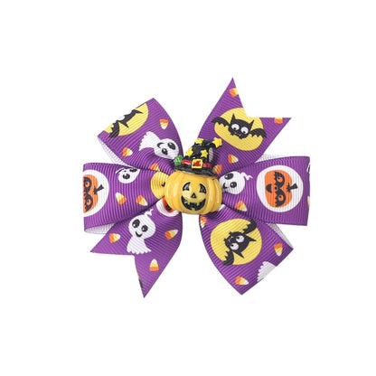 Halloween Funny Halloween Pattern Rib Ribbon Party Hairpin