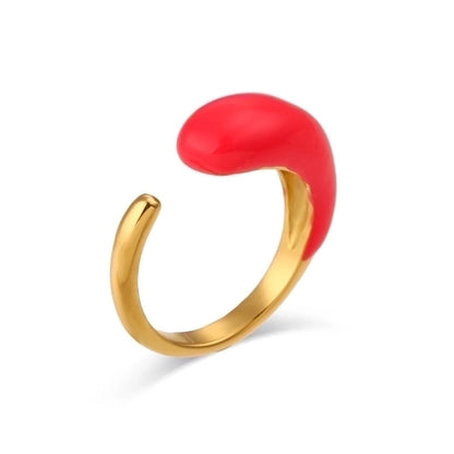 Minimalist Solid Color 304 Stainless Steel Pearl Zircon 18K Gold Plated Plating Inlay Rings