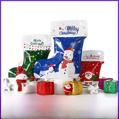 Christmas Socks Stand-up Bag Boots Stand-up Plastic Bag Jewelry Self-sealing Bag Christmas Gift Packaging Bag Spot