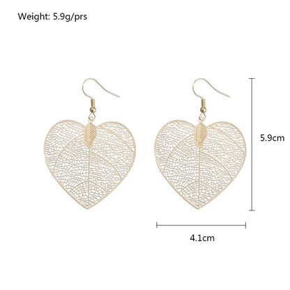 1 Pair Casual Minimalist Leaf Plating Hollow Out Carving Copper Drop Earrings