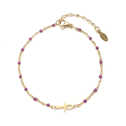 Minimalist Cross Stainless Steel Enamel Plating Bracelets
