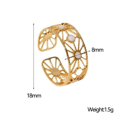 Glam Retro French Style Geometric 304 Stainless Steel 18K Gold Plated Enamel Stainless Steel Rings