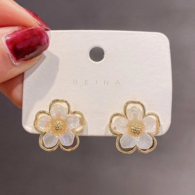 3 Pieces Sweet Heart Shape Rose Flower Inlay Imitation Pearl Alloy Rhinestones Earrings