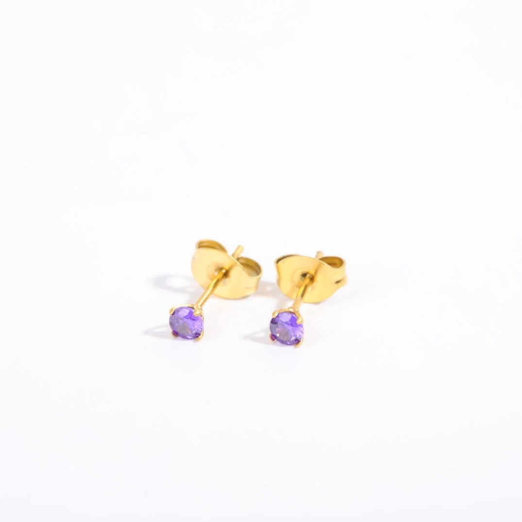 Round Geometric Titanium Steel Stud Earrings