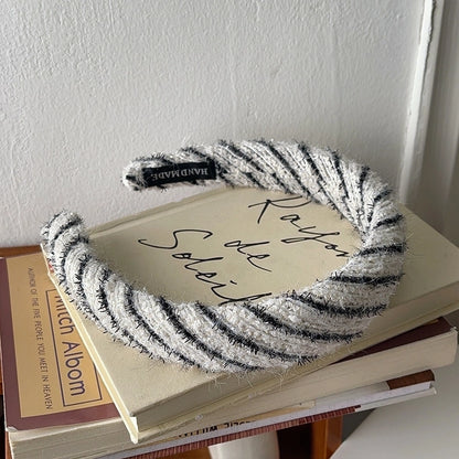 Women's Casual Preppy Style Rhombus Sponge Rib-Knit Hair Band