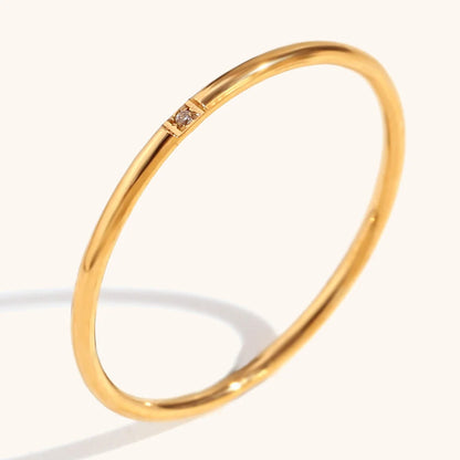 Minimalist Women Circle Geometric Stainless Steel 18K Gold Plated Rings