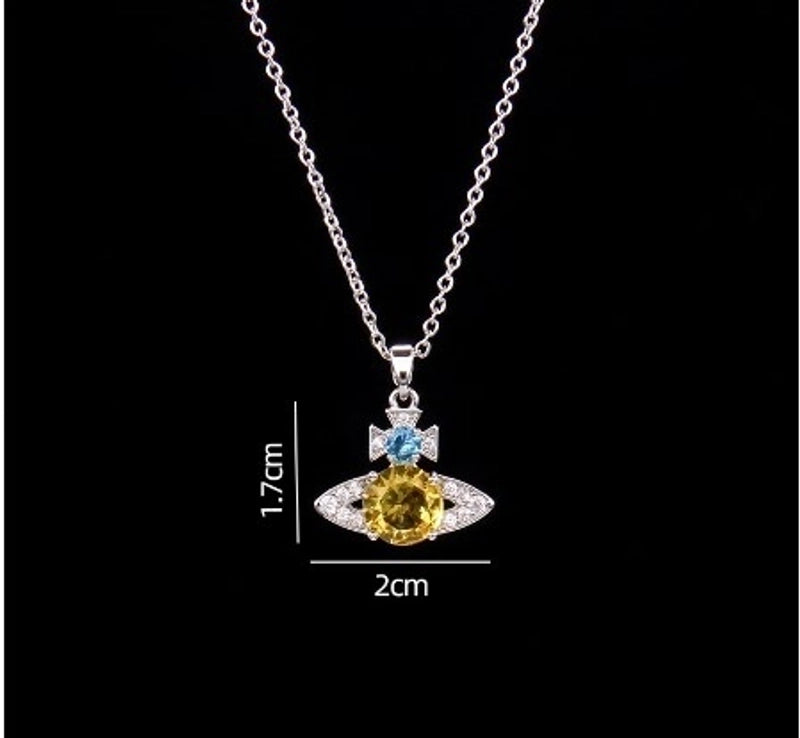 Sweet Planet Flower Bow Knot Copper Zircon Pendant Necklace In Bulk