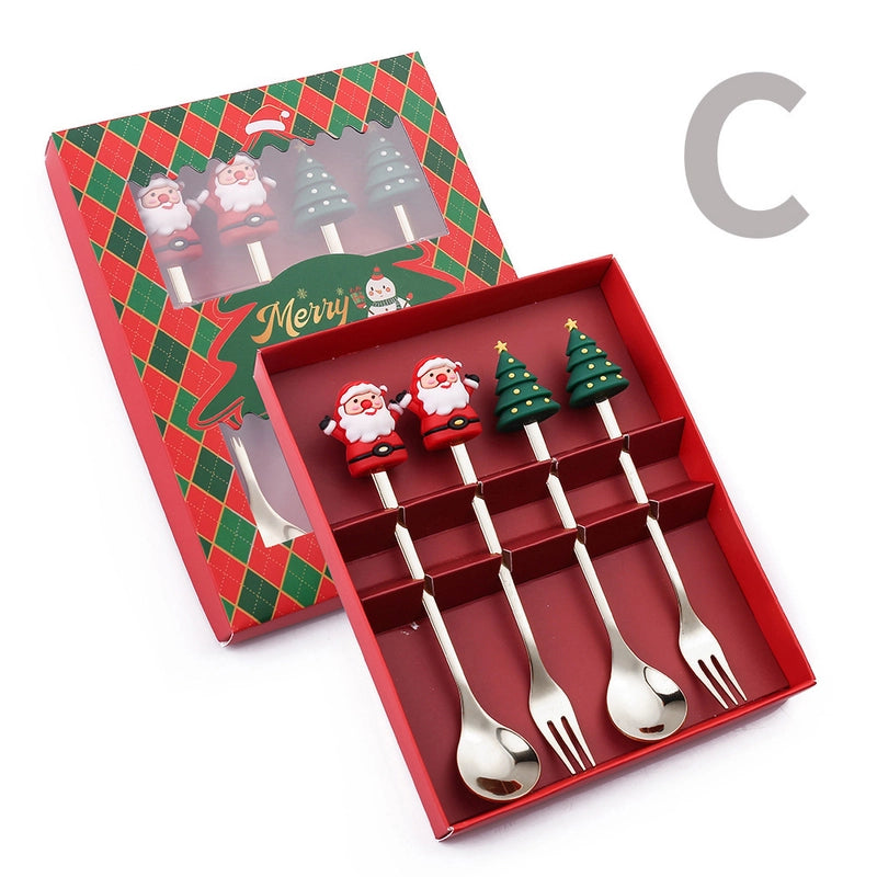 Christmas Cute Christmas Tree Santa Claus Star 304 Stainless Steel PVC Tableware 1 Piece