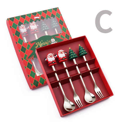 Christmas Cute Christmas Tree Santa Claus Star 304 Stainless Steel PVC Tableware 1 Piece