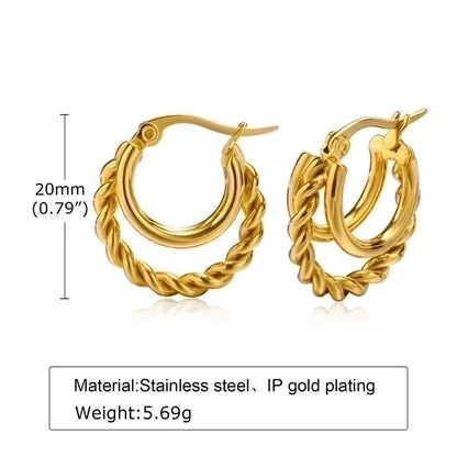 1 Pair Minimalist C Shape Plating 201 Stainless Steel Hoop Earrings Ear Studs