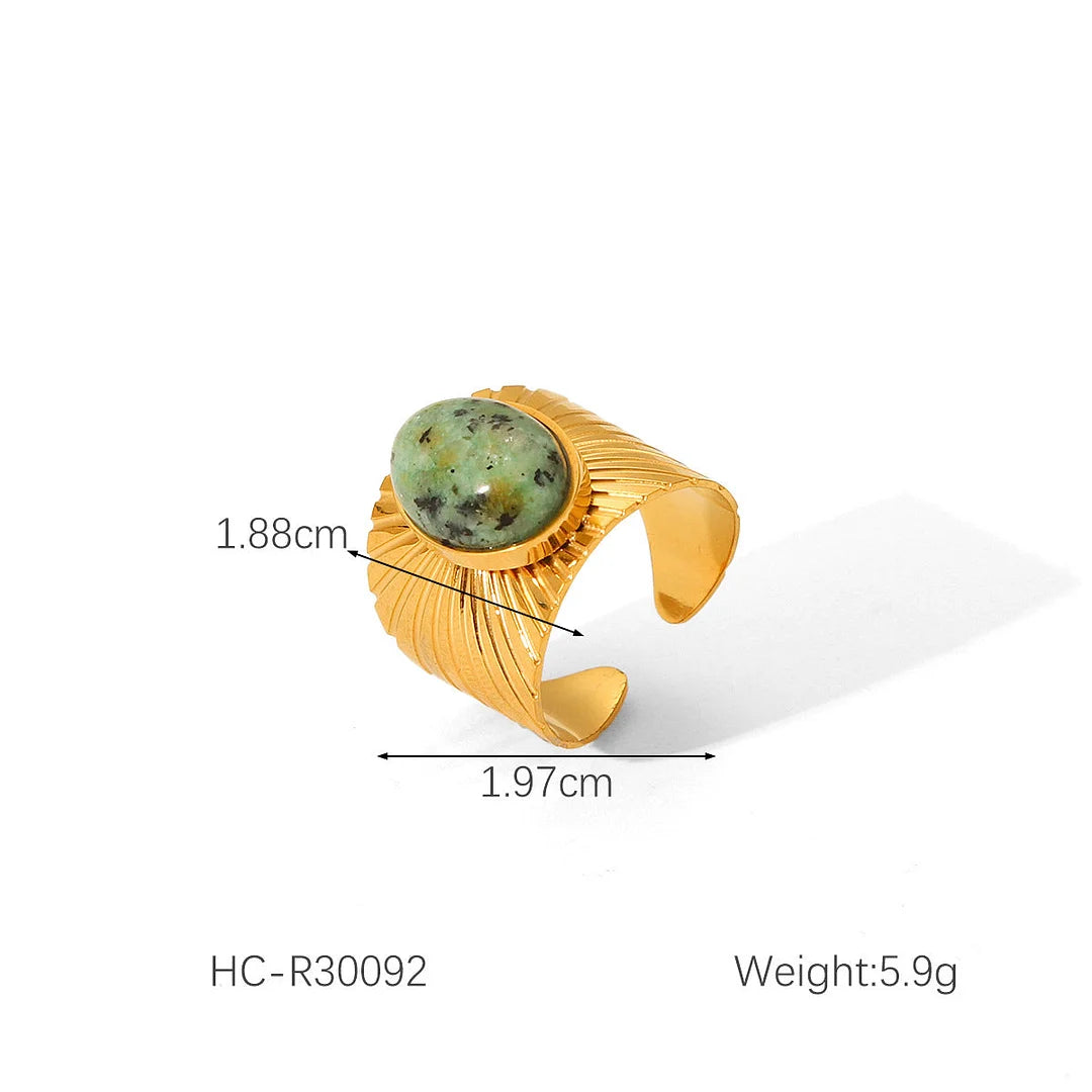 IG Style Open Ring Stripe Round Circle Geometric Stainless Steel Electroplating Rings