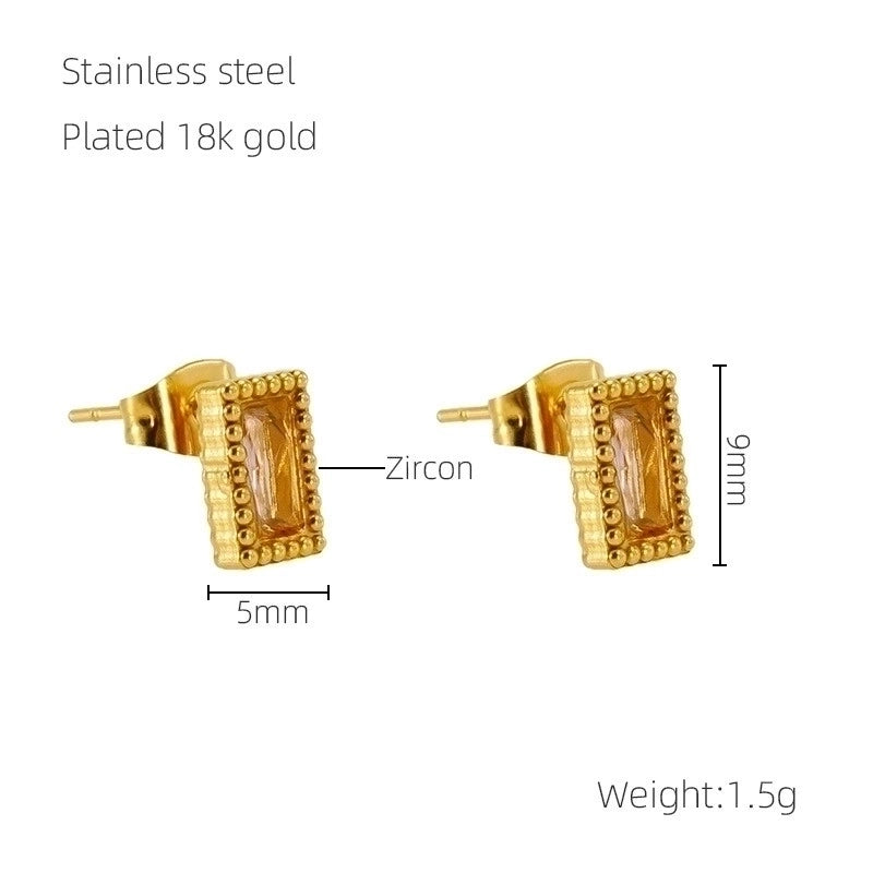 1 Pair Glam Retro Heart Shape Plating Inlay 304 Stainless Steel Rhinestones 18K Gold Plated Drop Earrings