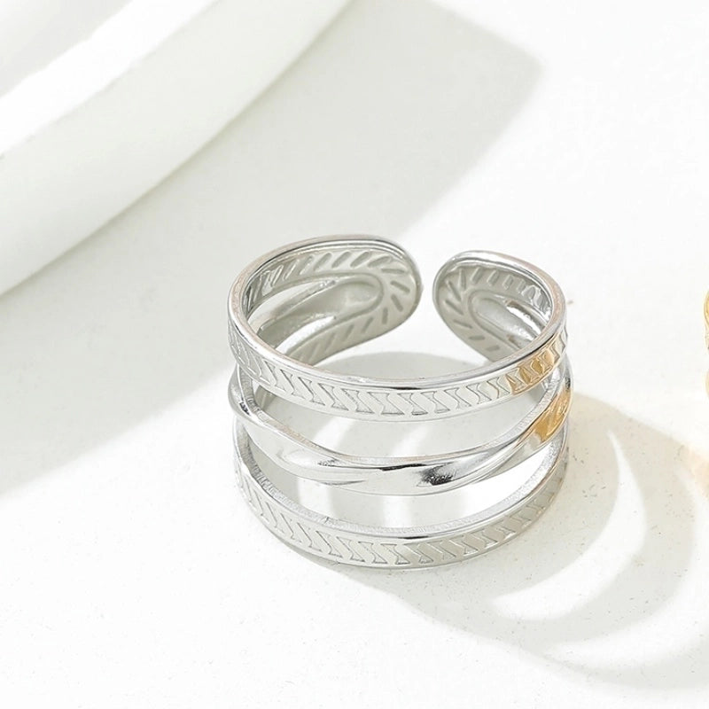 Y2K Exaggerated Geometric Round Dots 304 Stainless Steel 18K Gold Plated Plating Open Rings