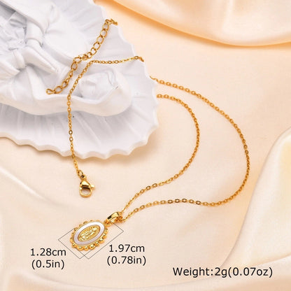 Religion Classic Style Human Virgin Mary 201 Stainless Steel Copper Shell Zircon 18K Gold Plated Pendant Necklace