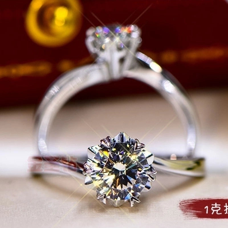 Fashion Round Copper Inlay Artificial Diamond Rings 1 Piece