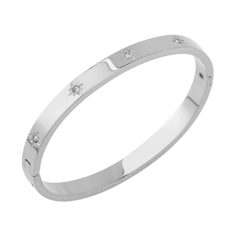 Casual Elegant Geometric Star Titanium Steel 18K Gold Plated Rhinestones Bangle In Bulk