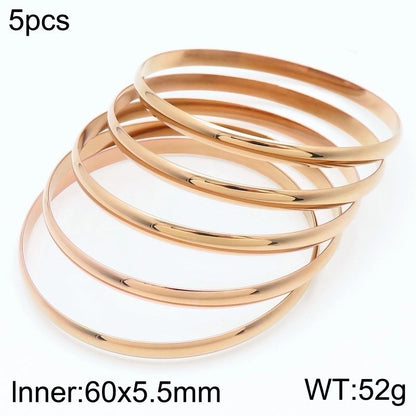 Minimalist Round Stainless Steel 18K Gold Plated Bangle In Bulk