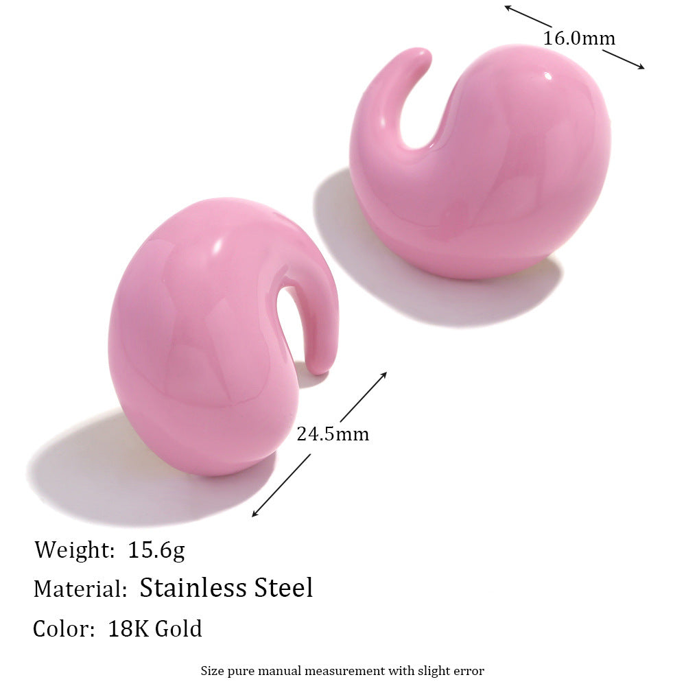 Fashion Petal Geometric Flower Stainless Steel 18K Gold Plated Earrings