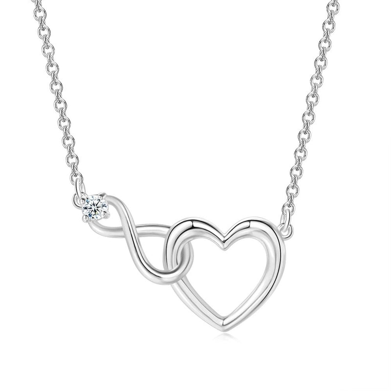 Sweet Minimalist Infinity Heart Shape Copper Inlay Zircon Bracelets Necklace