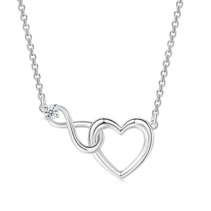Sweet Minimalist Infinity Heart Shape Copper Inlay Zircon Bracelets Necklace