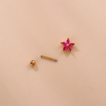 1 Piece Ear Cartilage Rings & Studs Fashion Flower 316L Stainless Steel Copper Plating Inlay Zircon