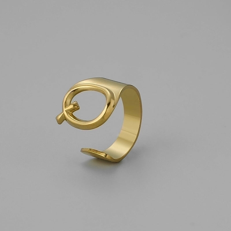 Ins Style Letter Titanium Steel Plating Open Ring