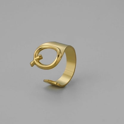 Ins Style Letter Titanium Steel Plating Open Ring