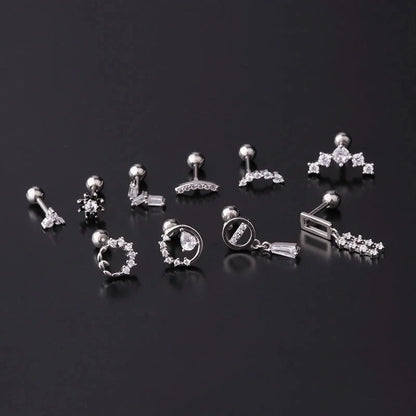 Ear Cartilage Rings & Studs Fashion Geometric Copper Plating Artificial Gemstones