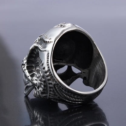Retro Exaggerated Punk Skull 304 Stainless Steel Halloween Men'S Rings