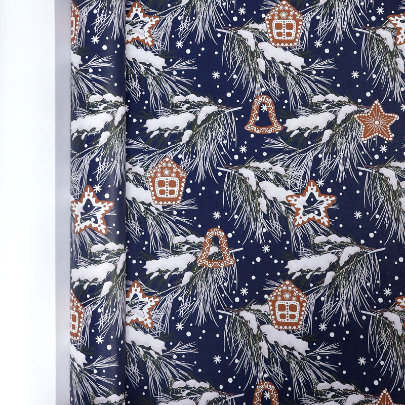 Large Size Gift Wrapping Paper Roll Brown Christmas Reindeer Head Elk Green Plaid Gift Box Recyclable Gift Paper