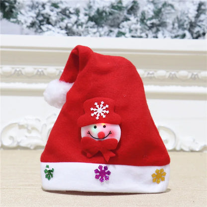 Christmas Hat For Kids Gift Christmas Hat For Adults And Children Cartoon Hat Elderly Snowman Hat Glowing Hat