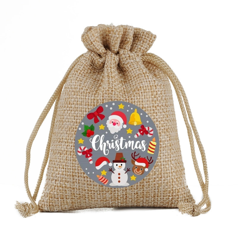 Christmas Nordic Style Cute Modern Style Christmas Tree Snowman Snowflake Imitated Hemp Party Festival Candy Bag