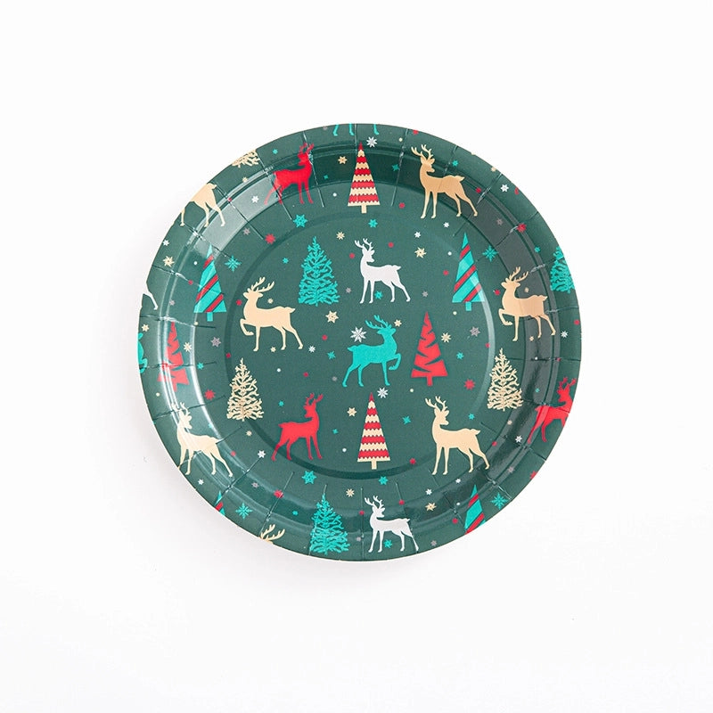 Factory Design Christmas Paper Plate Baking Light Salad Round Paper Plate 7 Inch 9 Inch Christmas Paper Plate