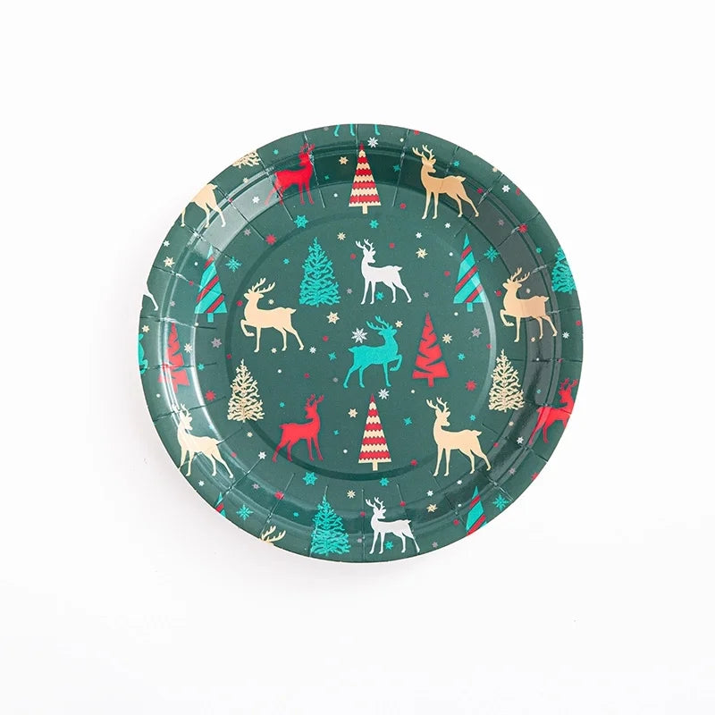 Factory Design Christmas Paper Plate Baking Light Salad Round Paper Plate 7 Inch 9 Inch Christmas Paper Plate