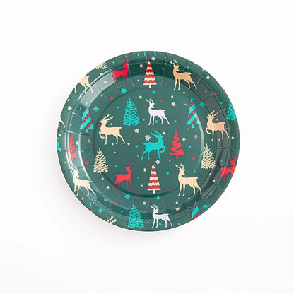 Factory Design Christmas Paper Plate Baking Light Salad Round Paper Plate 7 Inch 9 Inch Christmas Paper Plate