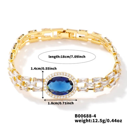 Copper K Gold Plated Inlay Water Droplets Zircon Bracelets