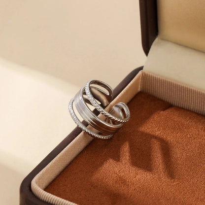 304 Stainless Steel 18K Gold Plated Modern Style Minimalist Geometric Solid Color Open Rings