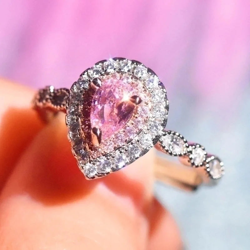 Minimalist Water Droplets Copper Artificial Gemstones Rings