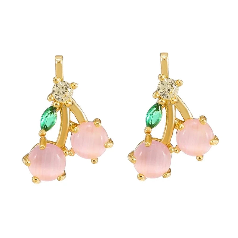 Minimalist Fruit Copper Zircon Earrings