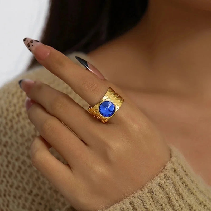 Vintage Style Minimalist Geometric 304 Stainless Steel Wide Band Rings Open Rings