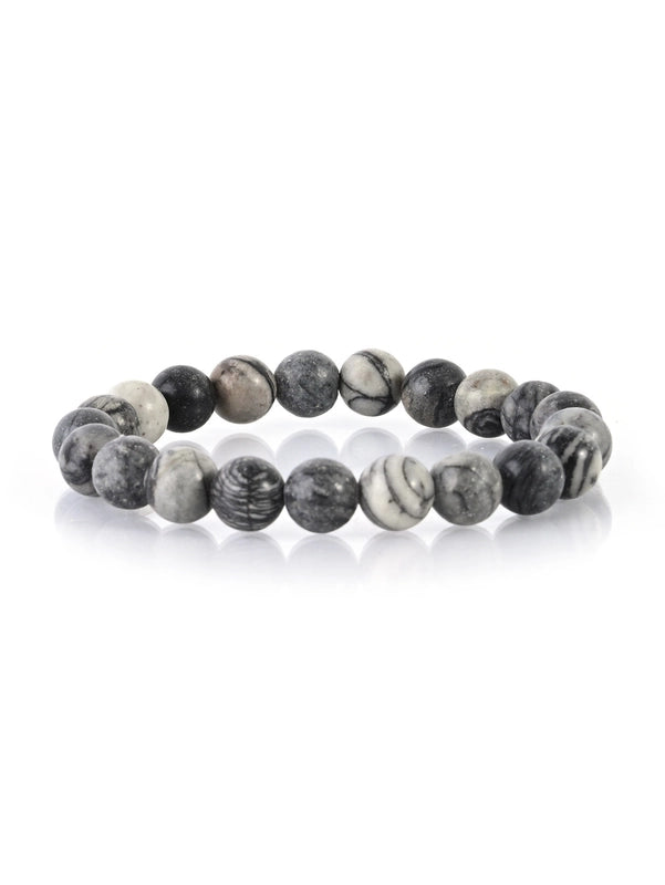 2 Pieces Casual Minimalist Round Natural Stone Lava Rock Bracelets In Bulk