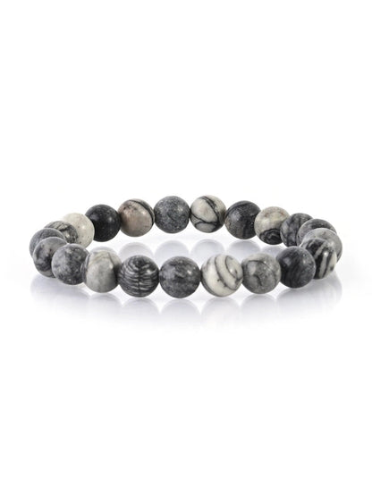 2 Pieces Casual Minimalist Round Natural Stone Lava Rock Bracelets In Bulk