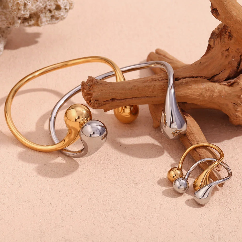 Fashion Irregular Stainless Steel 18K Gold Plated Bangles