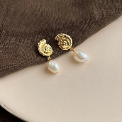 1 Pair Elegant Retro Geometric Freshwater Pearl Earrings