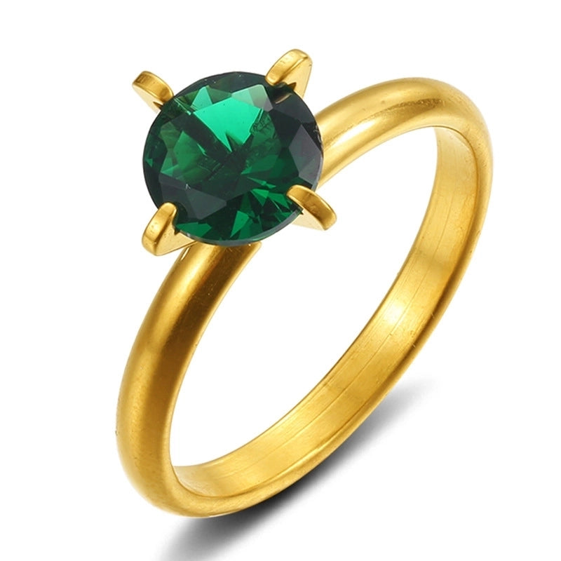 Elegant Solid Color Titanium Steel Inlay Zircon Rings