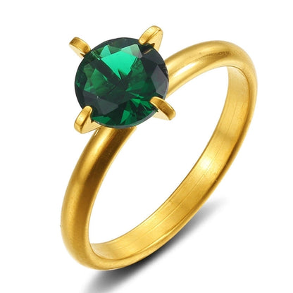 Elegant Solid Color Titanium Steel Inlay Zircon Rings